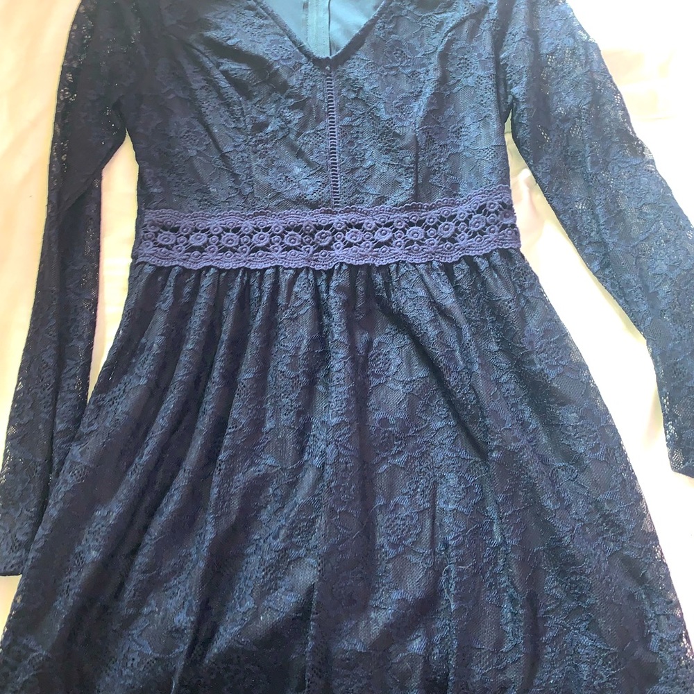 Navy Blue Lace Dress